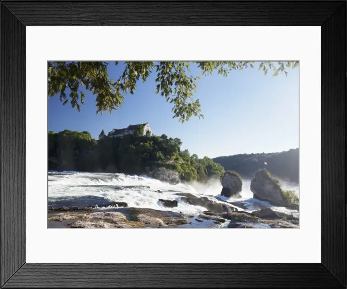 Framed Print : Rhine Falls (Rheinfall) waterfalls with Schloss Laufen castle, Neuhausen near Schaffhausen, Canton Schaffhausen, Switzerland, Europe Framed Print : Rhine Falls (Rheinfall) waterfalls with Schloss Laufen castle, Neuhausen near Schaffhausen, Canton Schaffhausen, Switzerland, Europe