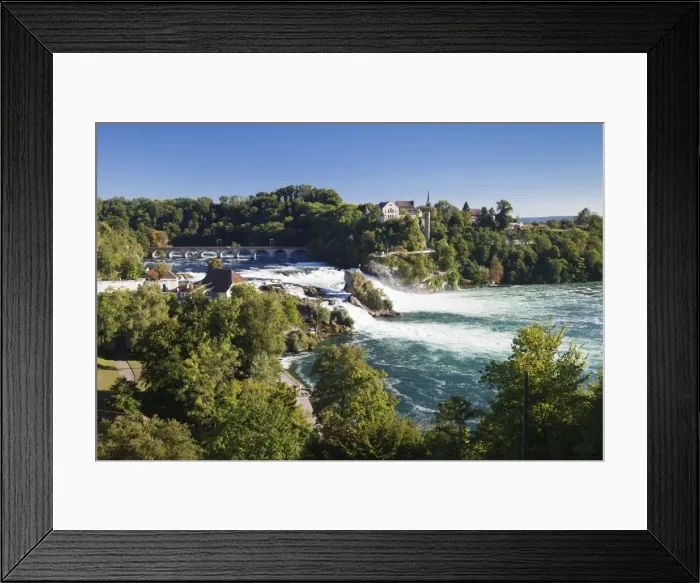 Framed Print : Rhine Falls (Rheinfall) waterfalls with Schloss Laufen castle, Neuhausen near Schaffhausen, Canton Schaffhausen, Switzerland, Europe Framed Print : Rhine Falls (Rheinfall) waterfalls with Schloss Laufen castle, Neuhausen near Schaffhausen, Canton Schaffhausen, Switzerland, Europe