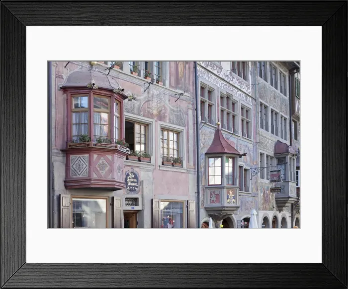 Framed Print : Facades of the town houses at the Rathausplatz square, Stein am Rhein, Canton Schaffhausen, Switzerland, Europe Framed Print : Facades of the town houses at the Rathausplatz square, Stein am Rhein, Canton Schaffhausen, Switzerland, Europe