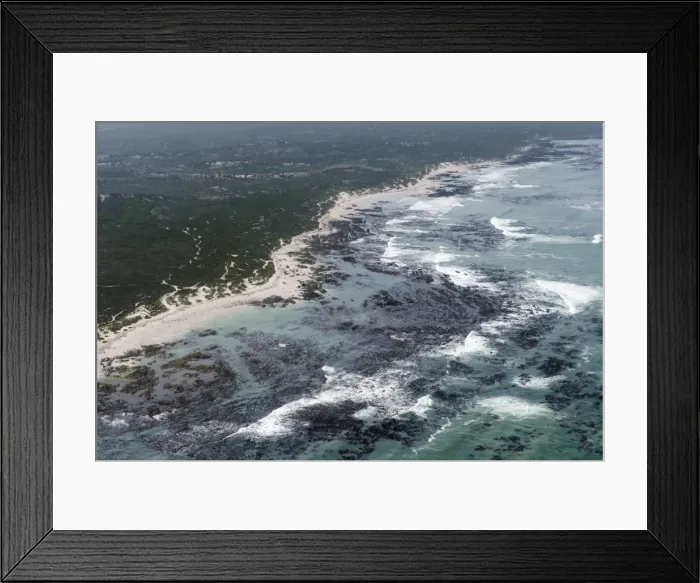 Framed Print : Aerial photography of ocean and kelp beds at Walker Bay, near Hermanus, Western Cape, South Africa, Africa Framed Print : Aerial photography of ocean and kelp beds at Walker Bay, near Hermanus, Western Cape, South Africa, Africa