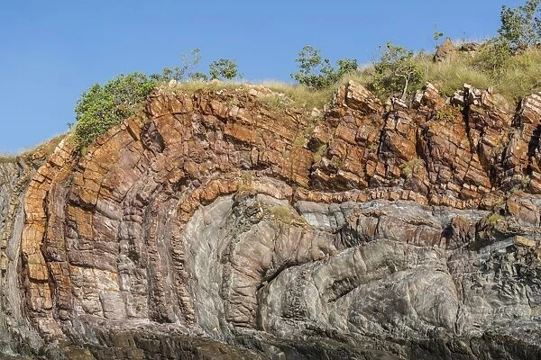 The 1. 7 billion year old Elgee sandstone cliffs in Yampi Sound, Kimberley, Western Australia, Australia, Pacific
