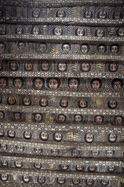 104 winged Ethiopian cherubs adorn the famous ceiling in Debre Berhan Selassie Church