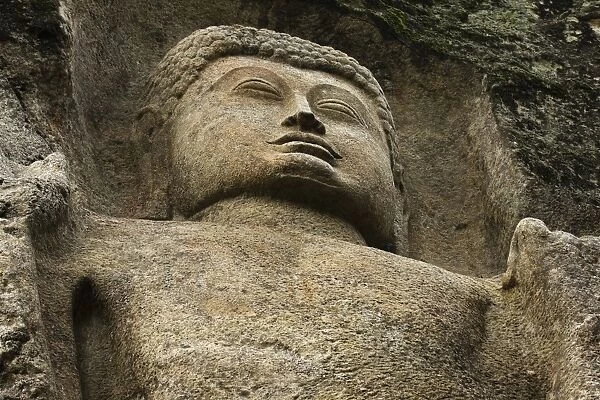 Detail of the 11 meter tall unfinished statue of Buddha at the 1st century BC Dowa