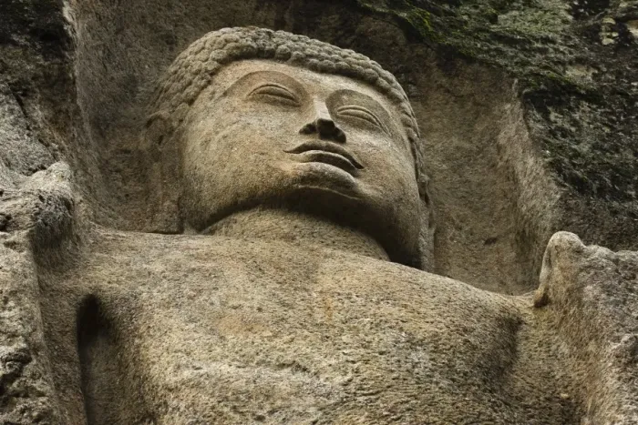 Framed Print : Detail of the 11 meter tall unfinished statue of Buddha at the 1st century BC Dowa Framed Print : Detail of the 11 meter tall unfinished statue of Buddha at the 1st century BC Dowa