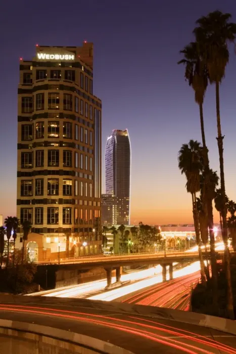 Framed Print : 110 Freeway and Los Angeles skyline, California, United States of America, North America Framed Print : 110 Freeway and Los Angeles skyline, California, United States of America, North America