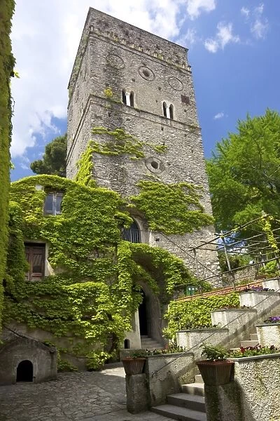 The 11th Century Tower in Villa Rufolo Gardens, Ravello, Amalfi Coast, UNESCO World Heritage Site