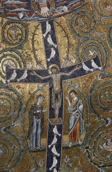 Framed Print : A 12th century fresco of Christs triumph on the cross, San Clemente Basilica, Rome Framed Print : A 12th century fresco of Christs triumph on the cross, San Clemente Basilica, Rome