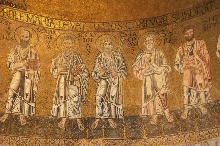 Framed Print : Detail of 13th century apse Byzantine mosaics, Cathedral of Santa Maria Assunta Framed Print : Detail of 13th century apse Byzantine mosaics, Cathedral of Santa Maria Assunta