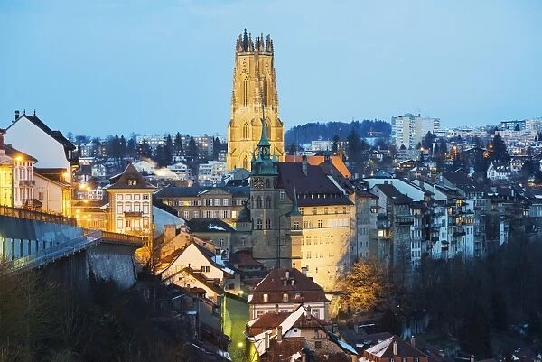 The 13th century Gothic church, St. Nicolas Cathedral, Fribourg, Switzerland, Europe
