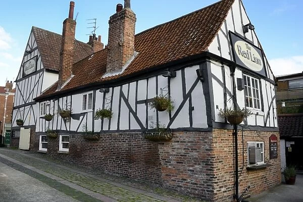 The 13th century half-timbered Red Lion public house, Merchant Place, York, Yorkshire, England, United Kingdom, Europe