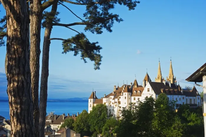 Framed Print : The 15th century chateau and cathedral, Neuchatel, Switzerland, Europe Framed Print : The 15th century chateau and cathedral, Neuchatel, Switzerland, Europe