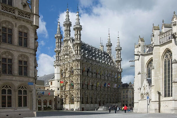 The 15th century late Gothic Town Hall in the Grote Markt, Leuven, Belgium, Europe