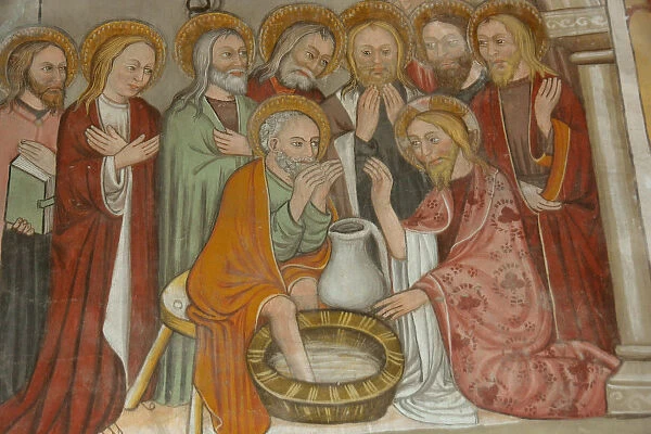 A 16th century painting depicting Jesus washing his disciples feet, St