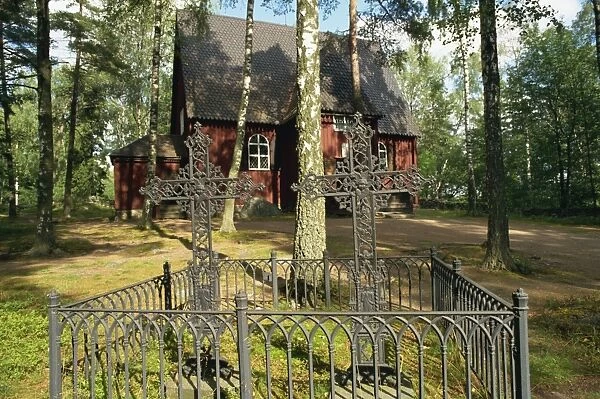The 17th century Karuna church and cemetery on island Seurasaari, Helsinki