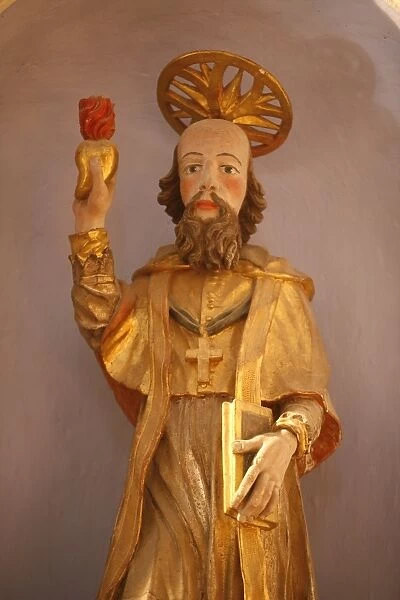 An 18th century wood statue depicting Saint Francois de Sales, Notre-Dame de la Gorge