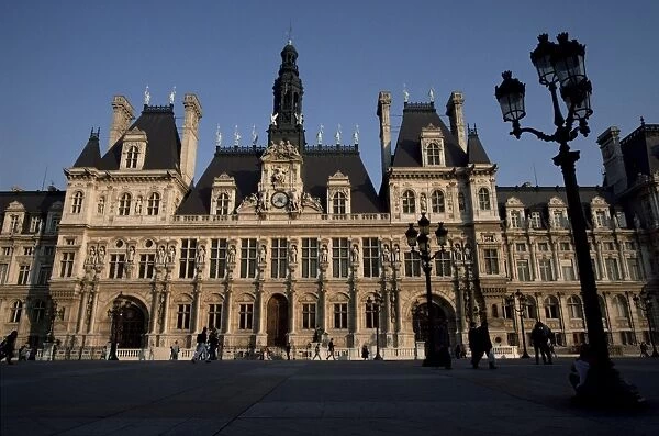 The 19th century Hotel de Ville, city council town hall and square, Paris, France, Europe