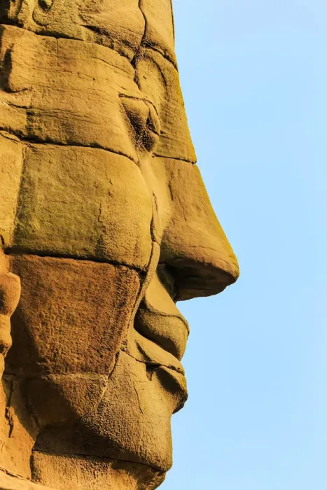Framed Print : One of 216 smiling sandstone faces at 12th century Bayon, King Jayavarman VIIs last Framed Print : One of 216 smiling sandstone faces at 12th century Bayon, King Jayavarman VIIs last