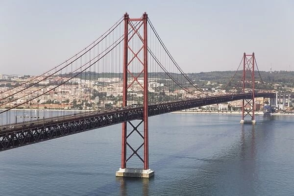 The 25 April Suspension (Ponte 25 de Abril) spans the River Tagus (Rio Tejo) in Lisbon