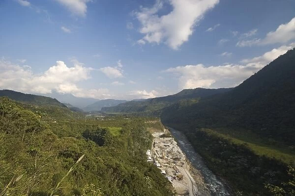Part of the $300 million, 230 megawatt San Francisco hydroelectric project that extends the existing Agoyan power station in the Rio Pastaza valley, downstream of Banos, Ambato Province, Central Highlands, Ecuador