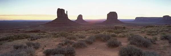 321-4159. The Mittens at sunrise, Monument Valley Tribal Park