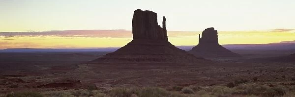 321-4160. The Mittens at sunrise, Monument Valley Tribal Park