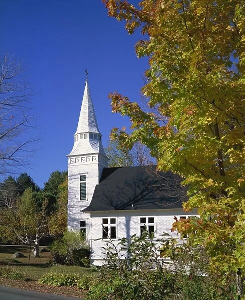 485-2637. White wooden church, Sugar Hill, New Hampshire