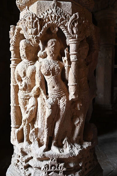 One of the 52 ornately carved pillars in the Sabhamandapa