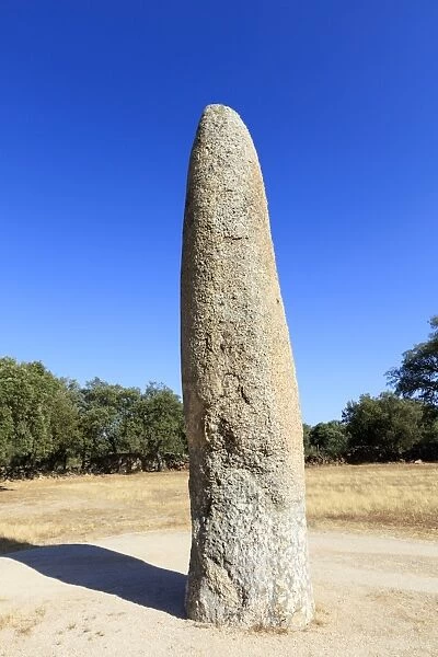 The 7 metre tall Menhir at Meada, the largest megalithic standing stone in the Iberian peninsula