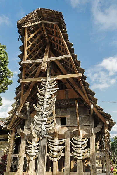 The 700 year old Papa Batu, the only stone roofed tongkonan house in Toraja, south west of Rantepao, Tummake, Toraja, South Sulawesi, Indonesia, Southeast Asia, Asia