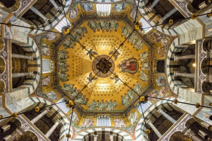 Framed Print : Aachen Cathedral cupola and Barbarossas Chandelier, UNESCO World Heritage Site, Aachen, North Rhine Westphalia, Germany, Europe Framed Print : Aachen Cathedral cupola and Barbarossas Chandelier, UNESCO World Heritage Site, Aachen, North Rhine Westphalia, Germany, Europe