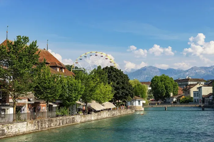 Framed Print : Aare River, Thun, Canton of Bern, Switzerland Framed Print : Aare River, Thun, Canton of Bern, Switzerland