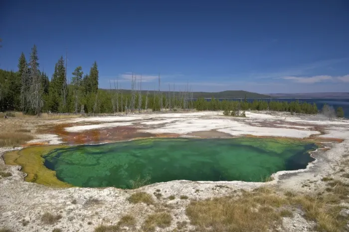 Framed Print : Abyss Pool, West Thumb Geyser Basin, Yellowstone National Park, UNESCO World Heritage Site, Wyoming, United States of America, North America