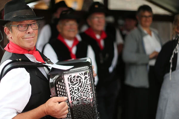 Accordion folk band, Old Domancy craft festival, Haute-Savoie, France, Europe