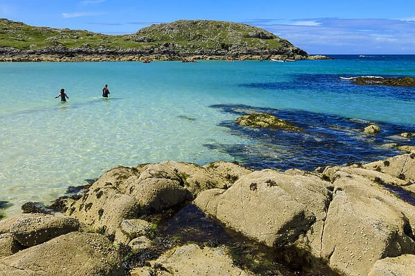 Achmelvich Bay, turquoise sea, hot weather, North Coast 500, Summer, Assynt, Lochinver