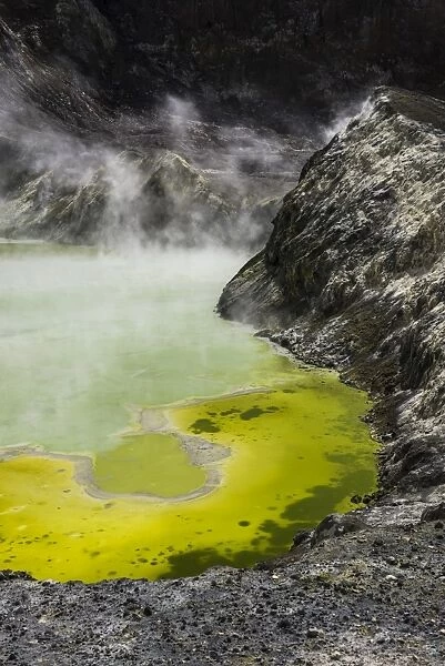 Acid Crater Lake, White Island Volcano, an active volcano in the Bay of Plenty, North Island