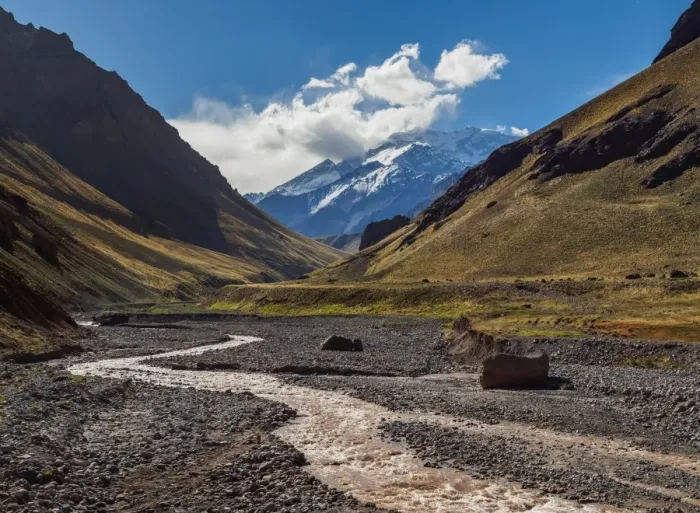 Framed Print : Aconcagua Mountain and Horcones River, Aconcagua Provincial Park, Central Andes, Mendoza Province Framed Print : Aconcagua Mountain and Horcones River, Aconcagua Provincial Park, Central Andes, Mendoza Province