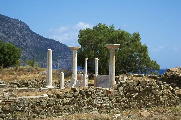 Acropole in Arkasa archaeological site, Pigadia, Karpathos, Dodecanese, Greek Islands, Greece, Europe