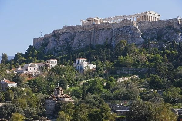 The Acropolis from Ancient Agora, UNESCO World Heritage Site, Athens, Greece, Europe