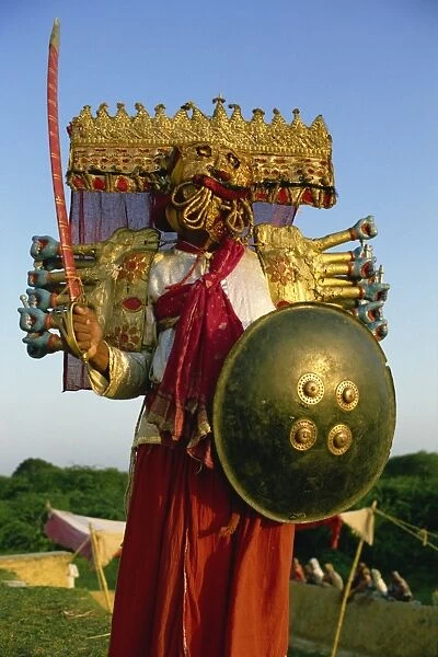 Actor playing Ravana, the demon god of Lanka, one of the central characters of the Ramlilla