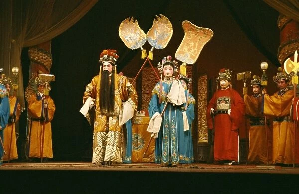 Actors on stage during a traditional Sichuan Opera in China, Asia