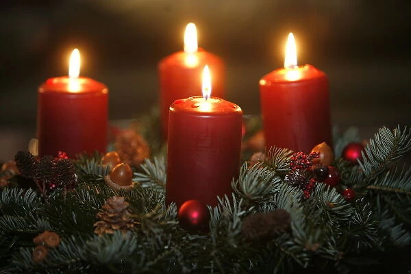 Advent candles, Saint Gervais, Haute Savoie, France, Europe