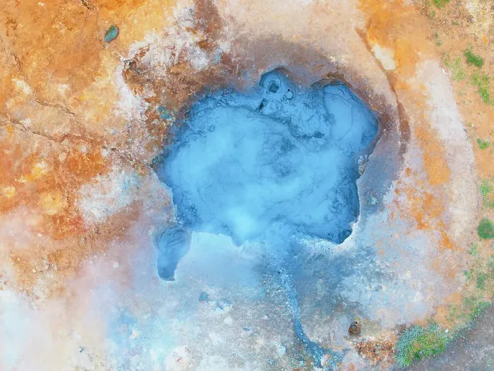Framed Print : Aerial abstract view of the geothermal area near to Icleandic southern coast, Iceland, Polar Regions Framed Print : Aerial abstract view of the geothermal area near to Icleandic southern coast, Iceland, Polar Regions