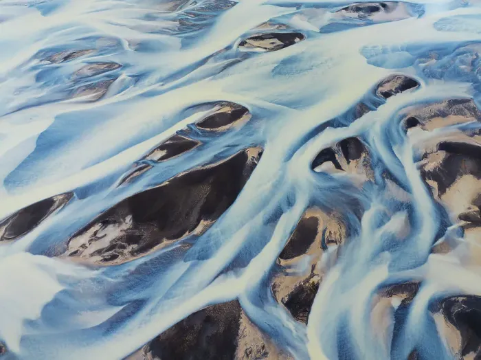 Framed Print : Aerial abstract view of the river on a summer day along the Icleandic southern coast, Iceland, Polar Regions Framed Print : Aerial abstract view of the river on a summer day along the Icleandic southern coast, Iceland, Polar Regions