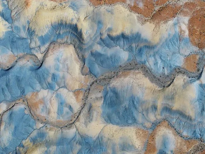 Framed Print : Aerial abstract view taken by drone of desert area near to Big Water during a sunny summer day, Utah, United States of America, North America Framed Print : Aerial abstract view taken by drone of desert area near to Big Water during a sunny summer day, Utah, United States of America, North America