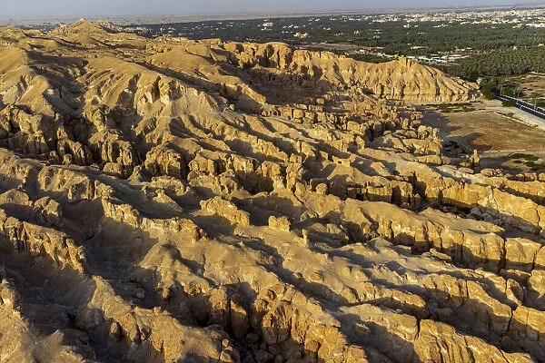 Aerial of the Al Qarah mountain, Al Ahsa (Al Hasa) Oasis, UNESCO World Heritage Site