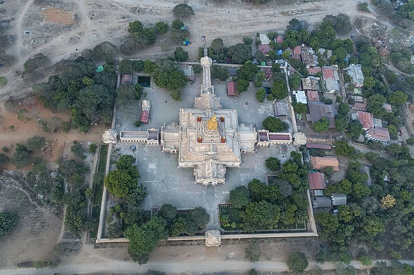 Aerial of the Ananda Temple, Bagan (Pagan), Myanmar (Burma), Asia
