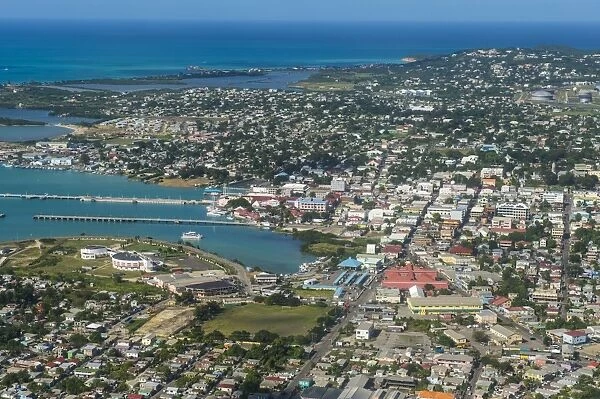Aerial of Antigua, West Indies, Caribbean, Central America