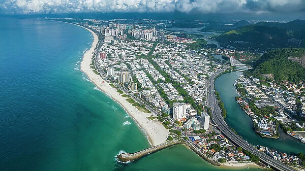 Aerial of Barra de Tijuca, Rio de Janeiro, Brazil, South America
