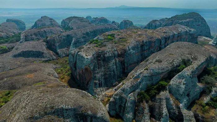 Framed Print : Aerial of black rocks of Pungo Andongo, Malanje, Angola, Africa Framed Print : Aerial of black rocks of Pungo Andongo, Malanje, Angola, Africa