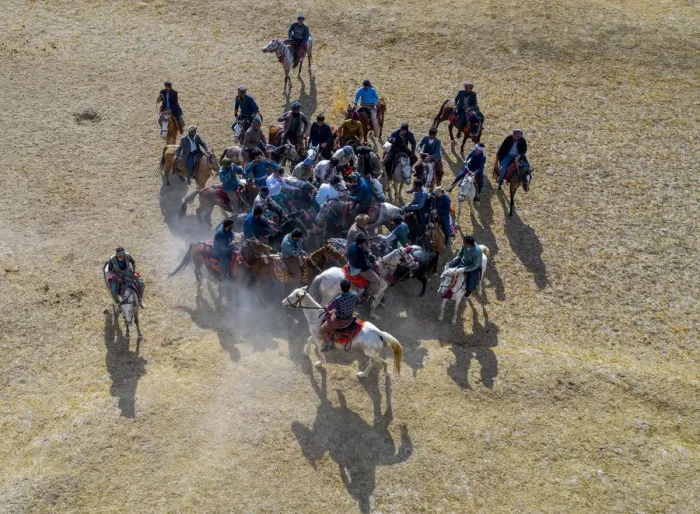 Framed Print : Aerial of a Buzkashi game, Yaklawang, Afghanistan, Asia Framed Print : Aerial of a Buzkashi game, Yaklawang, Afghanistan, Asia